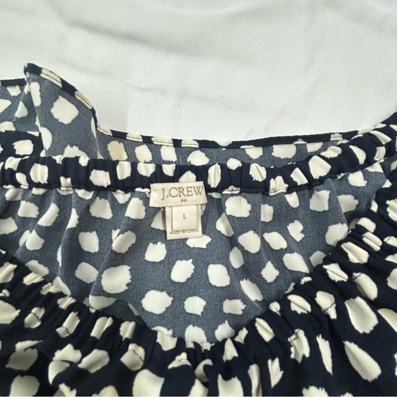 J. Crew Black and White Tie Front Blouse with Cuffed Sleeves - Picture 2 of 2